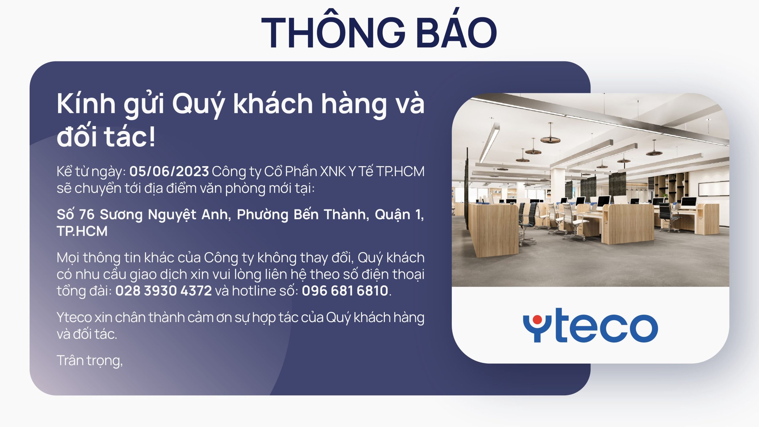 Mẫu thông báo chuyển văn phòng số 2
